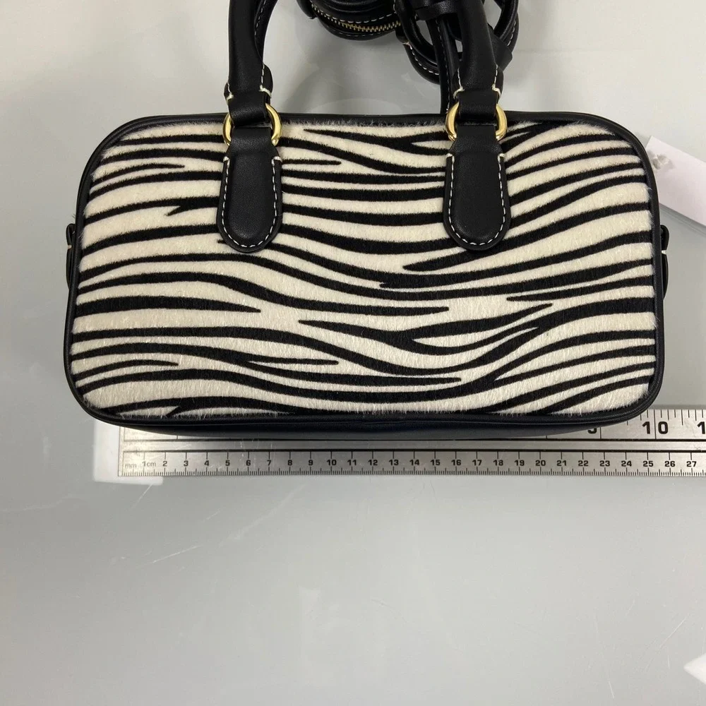 Stoney Clover Lane Womens Pouchette Black Zebra Print Safari Handbag‎ Set New1